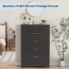 Fluted Wood Dresser 5 Drawers Dresser for Bedroom, Modern White Tall Dressers, Natural Wood Drawer Organizer for Bedroom, Living Room, Hallway - 4 of 4