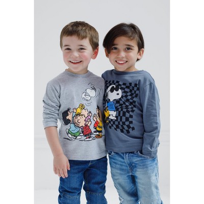 Snoopy Peanuts Big Boys 2 Pack Long Sleeve T-Shirts Teal / Gray 10-12 — фото 2
