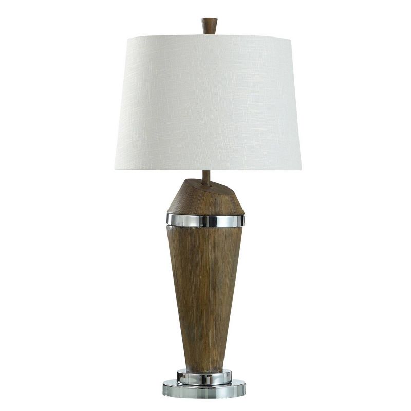 Danrun Mid-Century Modern Faux Wood Finish Table Lamp Silver - StyleCraft, 3 of 7