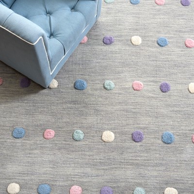 Silver 5' x 5' Square Handmade Wool Kids Area Rug