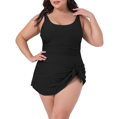 Agnes Orinda Women's Plus Size Adjustable Strap Tummy Control Tie Knot Swimsuits