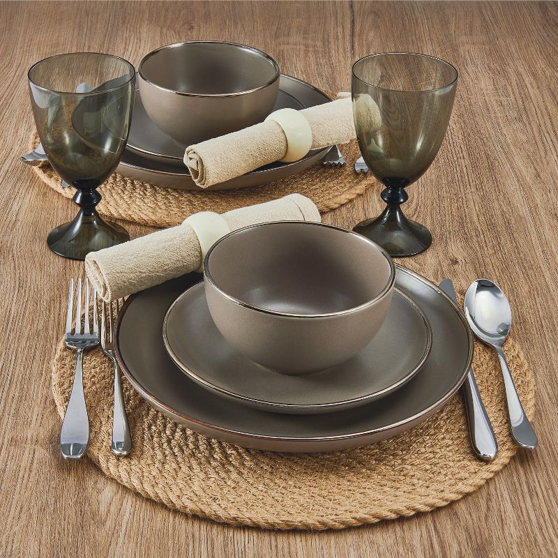Pfaltzgraff Hadlee 12-Piece Dinnerware Set, Service for 4, Round Kitchen Plates and Bowls, Dishwasher and Microwave Safe, Gray, 3 of 6