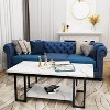 Hooseng 40 Inch Living Room Faux Marble Coffee Table, Top Rectangular 2-Tier Coffee Table with Black Metal Frame for Office - 4 of 4