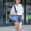 Anna-Kaci Women's Striped Canvas & Nylon Tote Bag - Multi - functional Casual Shoulder Bag - 2 of 4