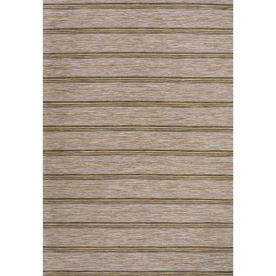 Mid-Century Jute-Brown Stripe Flat-Weave 5'x8' Synthetic Rug