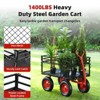 880/1400 Lbs Steel Garden Cart, Heavy Duty Steel Garden Dump Cart Utility Wagon with 10" Wheels Removable Sides for Farm Yard - 2 of 4