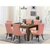 HomeStock 7-Piece Rectangle Distressed Jacobean Finish Solid Wood Top Dining Table with 6 Chairs - 2 of 4