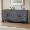 Sideboard Storage Cabinet with 4 Doors Adjustable Shelf,Freestanding Wooden Lacquer Decorative Buffet Cabinet - Leovsnove - 2 of 4