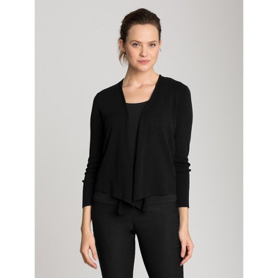 NIC + ZOE Lightweight Long Back Of The Chair Cardigan - Black Onyx, XS