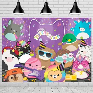 Treasures Gifted Club Squishmallows Backdrop - 4.3ft Tall x 6ft Photo Backdrop - Squishmallows Birthday Party Decorations - 1 of 4