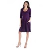 Womens Scoop Neck Three Quarter Sleeve Fit N Flare Knee Length Dress - 24seven Comfort Apparel™ - 2 of 4