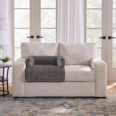 Dark Gray Quilted Polyester Pet Sofa Protector