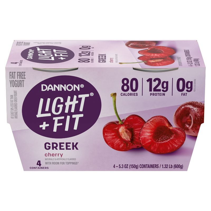 Light + Fit Nonfat Gluten-Free Cherry Greek Yogurt - 4ct/5.3oz Cups, 3 of 9