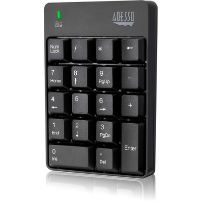 Adesso WKB-6010UB - Wireless Spill Resistant 18-Key Numeric Keypad - Wireless Connectivity - RF - USB Interface - 18 Key - English (US) - Windows