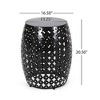 Modern Iron Patio Side Table with Cross-Cut Design, Powder-Coated Frame, Barrel Outdoor End Table, Patio End Tables -Christopher Knight Home - 3 of 4