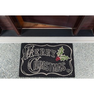 Design Imports Christmas Natural Coir Fiber Doormat, Non-Slip PVC Backing, Merry X-Mas Chalkboard - 1 of 4