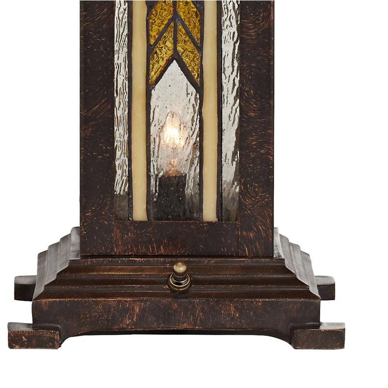 Franklin Iron Works Drake Mission Tiffany Style Table Lamp 25 1/2" High Bronze with Table Top Dimmer Nightlight Stained Glass for Bedroom Living Room, 5 of 9