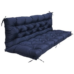 NewHome Waterproof Outdoor Swing Cushion Replacement for 2-3 Seat Swing, 8 Tie Straps, 59x43.3x3.9in BLUE - 1 of 4