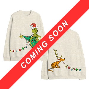 Mens The Grinch Christmas Tree Lights Sweatshirt - 1 of 2