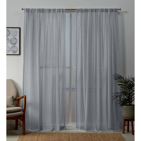 54 X84 Santos Rod Pocket Sheer Window Curtain Panels Light Gray