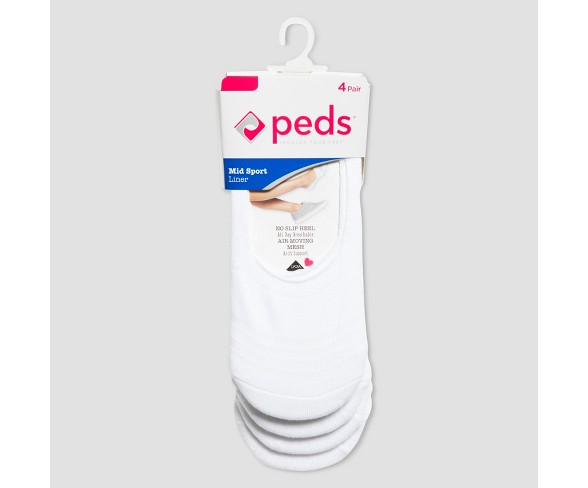 Peds Women's 4pk Sport Cut Liner Socks - White 5-10