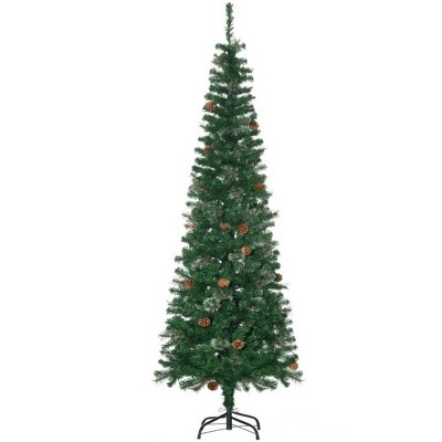 TopComfy Christmas Tree Stands Artificial Christmas Tree Festive Pencil Christmas Tree Cozy Snowy Decor for Living Room, Green, 33.1"*7.09"*7.49"