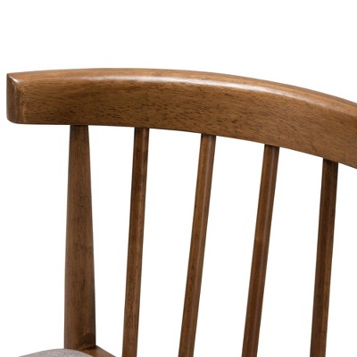 Wyatt Mid-Century Modern Walnut Wood Dining Chair Set with Beige Upholstery