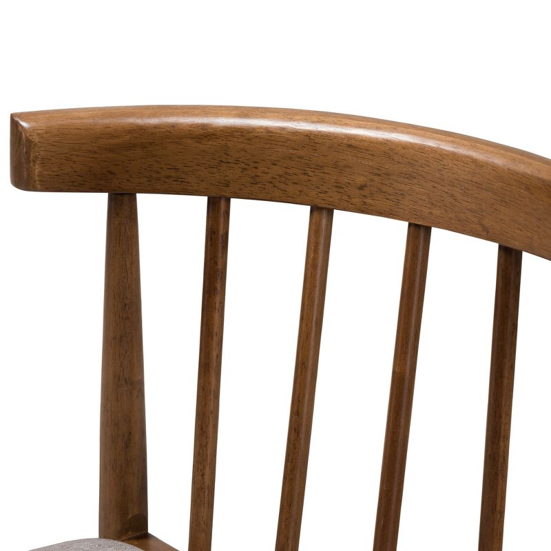 Set of 2 Wyatt Midcentury Modern Walnut Wood Dining Chairs Beige/Brown - Baxton Studio: Upholstered, Scandinavian Style, Rubberwood Frame, 5 of 9