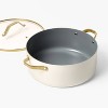 8qt Nonstick Ceramic Coated Aluminum Wide Stock Pot with Champagne Handle Cream - Figmint - 3 of 4