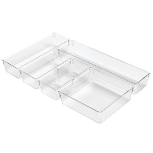 iDESIGN Plastic in Drawer Organizer Trays for Kitchen Utensils Set Silverware: Clear Utensil Storage, Hand Wash, 9.6" Height - 1 of 4