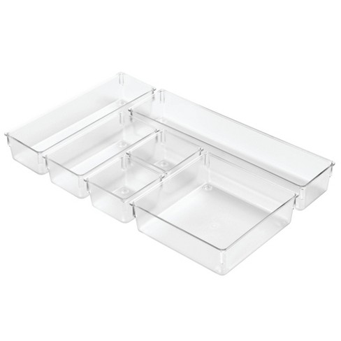 iDESIGN Plastic in Drawer Organizer Trays for Kitchen Utensils Set Silverware: Clear Utensil Storage, Hand Wash, 9.6" Height - image 1 of 4