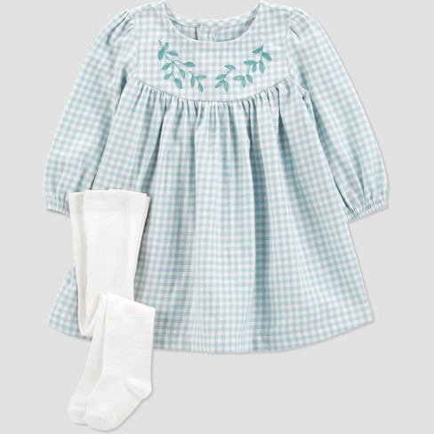 Carter's Just One You®️ Baby Girls' Gingham Dress with Tights - Blue - image 1 of 3