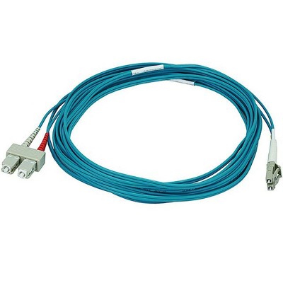 Monoprice Fiber Optic Cable - 5 Meter - Aqua | LC to SC, OM3, 50/125 Type, Multi Mode, 10Gb, Duplex