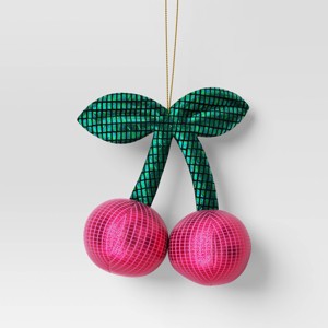 3" Christmas Fabric Disco Cherries Ornament - Wondershop™ - 1 of 3