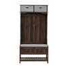 Homy Casa Entryway Hall Tree with Cushion Seat, Hooks & Storage Drawers, Rustic Brown - 2 of 4