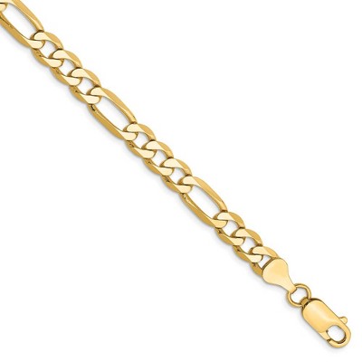 Black Bow Jewelry Men's 6.25mm, 14k Yellow Gold, Flat Figaro Chain Bracelet