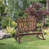 Outsunny Outdoor Adirondack Rocking Chair with Log Slatted Design, 2-Seat Patio Wooden Rocker Loveseat with High Back for Lawn Backyard Garden - 2 of 4