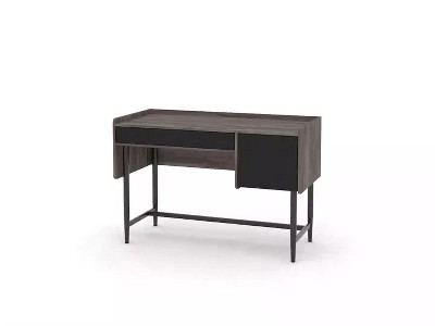 Jet Acacia Engineered Wood and Metal Writing Desk with File Storage