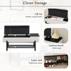 Farmhouse Upholstered Storage Bench with Memory Foam Cushion & Hidden Compartment, Entryway Bench with Lower Rack and Solid Wood Legs - 3 of 4
