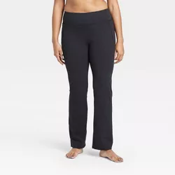 Women's Contour Power Waist Mid-Rise Straight Leg Pants 28.5" - All in Motion™ Black XS - Short