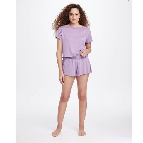 Women's Lace Trim Pajama Set - Colsie™ Purple Xs : Target