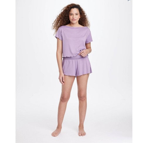 Women's Short Sleeve Top and Shorts Pajama Set - Colsie™ Purple XL