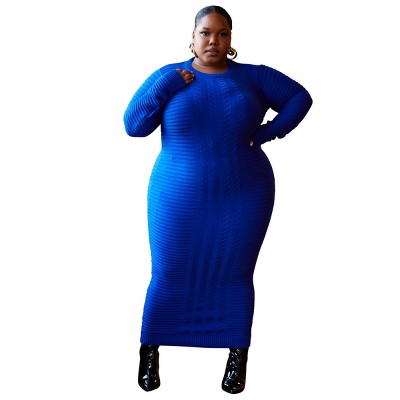 Rebdolls Women's Plus Size Heavy Knit Bodycon Maxi Dress