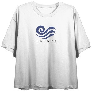 Avatar The Last Airbender Katara, Water tribe Icon on White Short Sleeve Adult Crop T-Shirt - 1 of 4