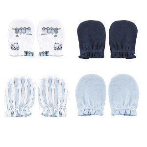 Luvable Friends Baby Boys Cotton Scratch Mittens 4pk, Train, One Size - 1 of 1
