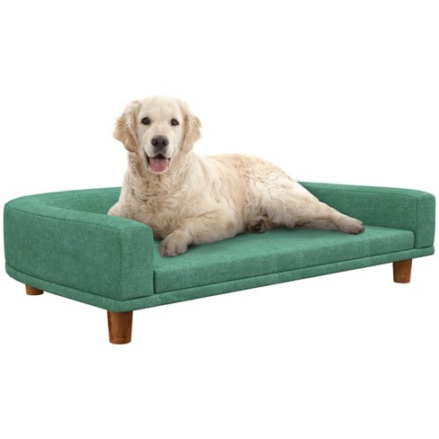 Pawhut Dog Sofa Couch Pet Bed With Comfortable Luxury Cushion Washable Cover Wooden Legs Anti slip Mat For Large Dogs Cats Kittens Green Target