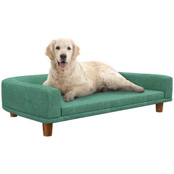 PawHut Dog Sofa Couch, Pet Bed with Comfortable Luxury Cushion, Washable Cover, Wooden Legs, Anti-slip Mat for Large Dogs, Cats, Kittens
