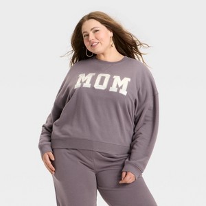 Women's Mother's Day "Mom" Graphic Sweatshirt - Charcoal - 1 of 3