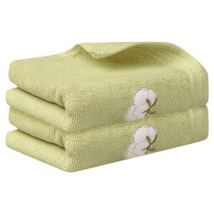 Unique Bargains Bathroom Kitchen Comfortable Lightweight Cotton Hand Towels 14" x 28" 2 Pcs - 1 of 4