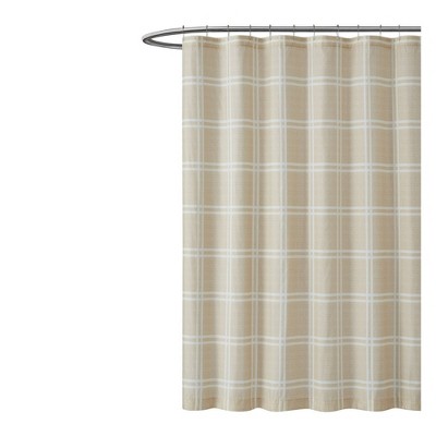 Leon Plaid Shower Curtain Khaki - Truly Soft